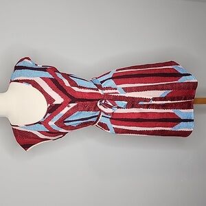 Aqua Sleeveless Dress Medium Red, Blue, Pink Flattering Chic Evening
